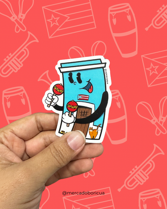 Sticker Casita San Juan con Maracas | Música Típica de Puerto Rico | Vinil Premium