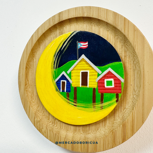 Placa pintada a mano | Casitas de campo | Boricua en la Luna