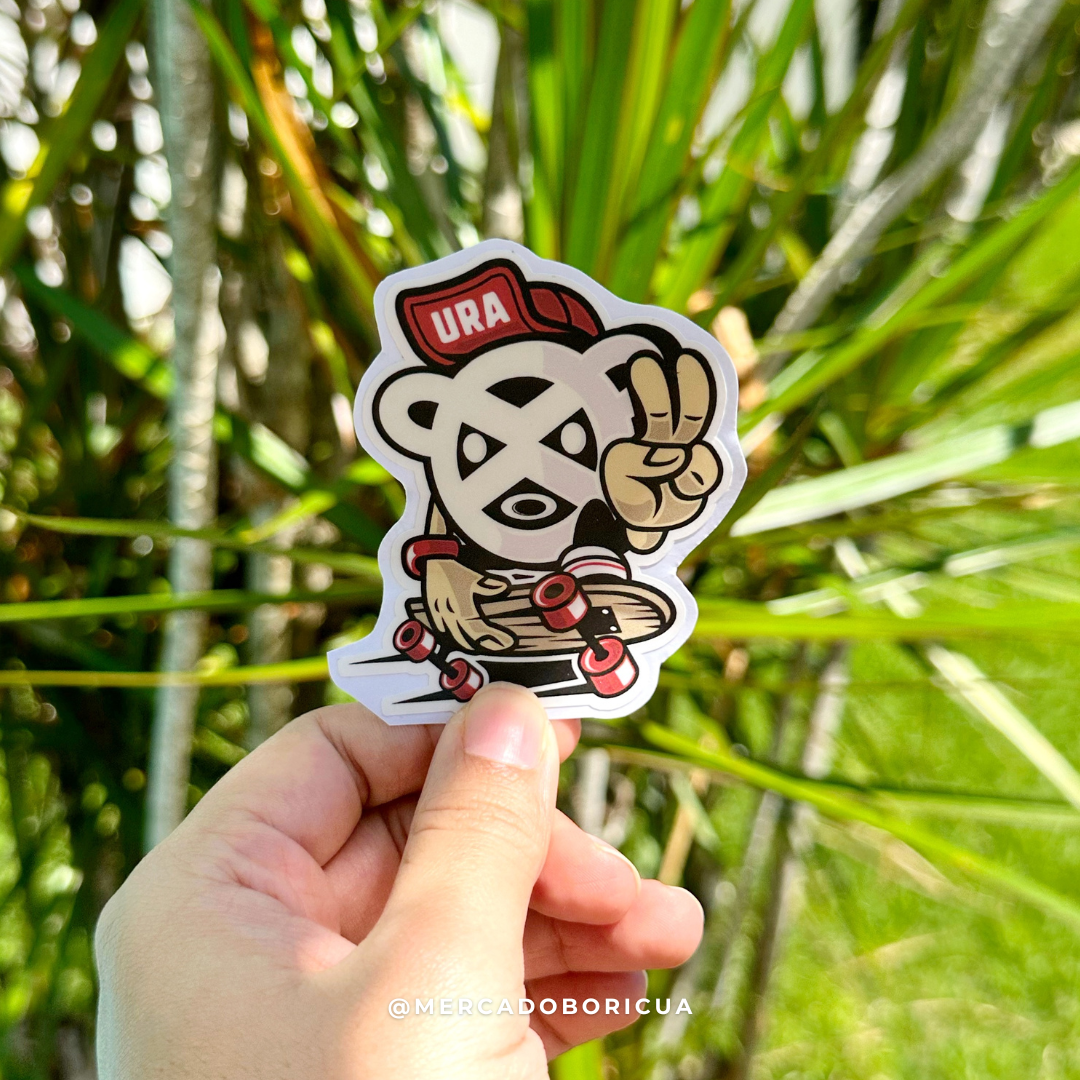Sticker Urayo Patineta | Símbolo Taíno Skateboard | Vinil Resistente