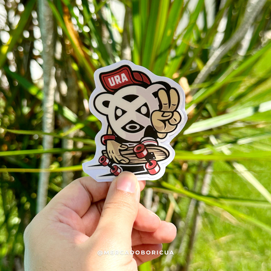 Sticker Urayo Patineta | Símbolo Taíno Skateboard | Vinil Resistente