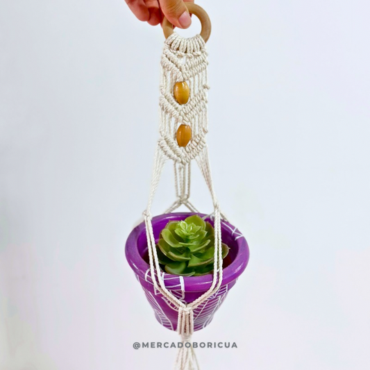 Painted Pot + Macramé | Leaves