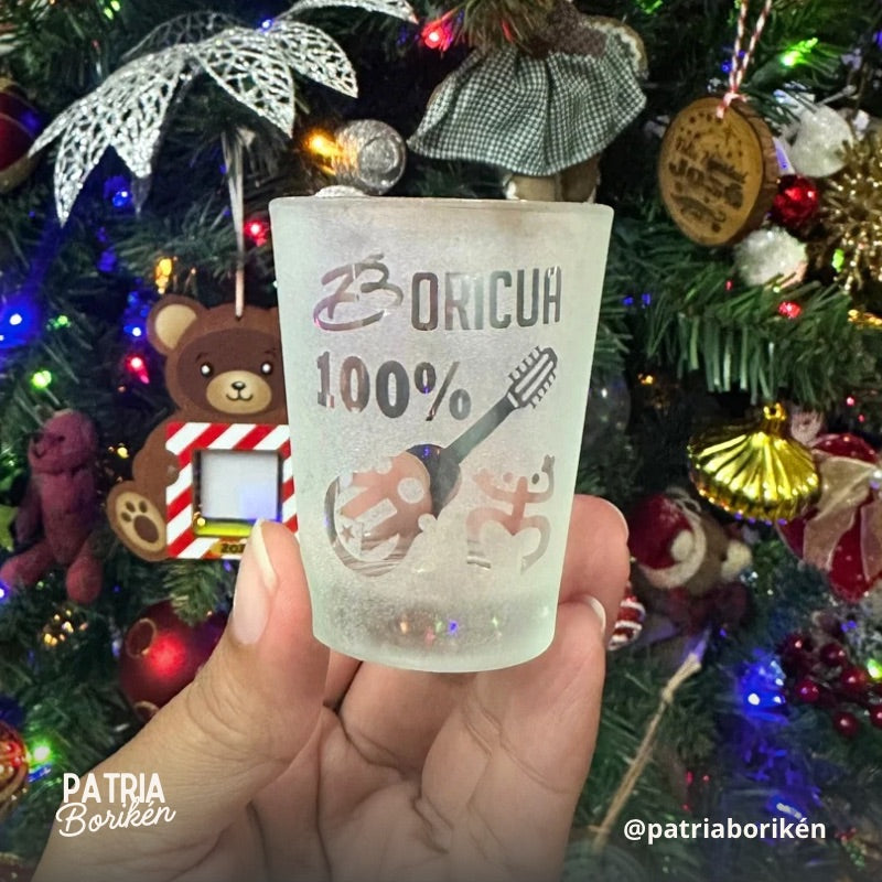 Vaso de Shot "Boricua 100%" | Cuatro, Coquí y Bandera de Puerto Rico | Souvenir