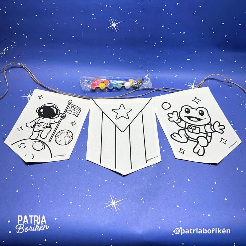 Kit DIY Boricua en la Luna | Manualidad de Identidad para Niños en Canvas
