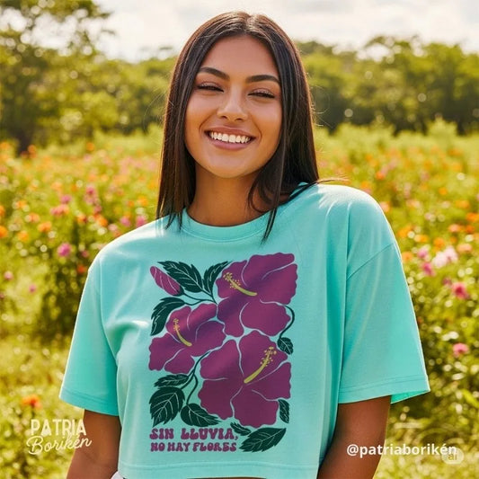 Crop Top Amapola Boricua "Sin Lluvia, No Hay Flores"