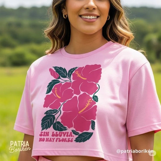 Crop Top Amapola Boricua "Sin Lluvia, No Hay Flores"