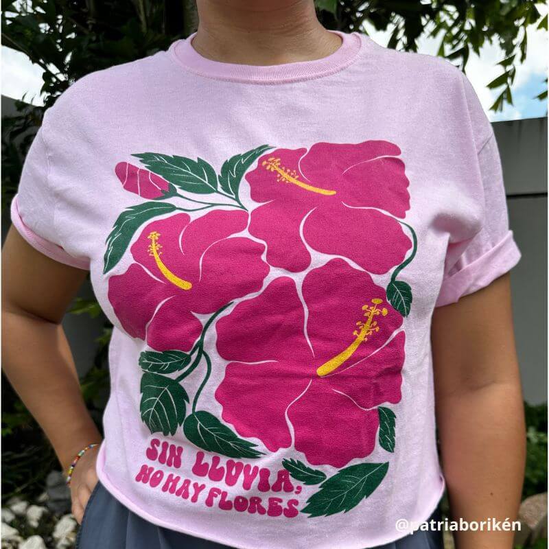 Boricua Poppy Crop Top "No Rain, No Flowers"