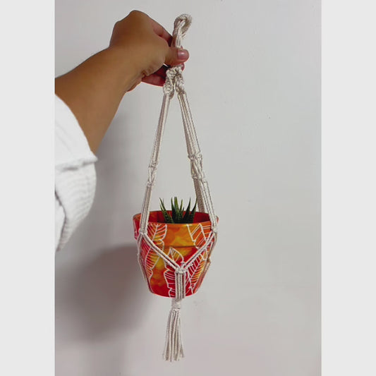Painted Pot + Hanging Macramé | Leaves
