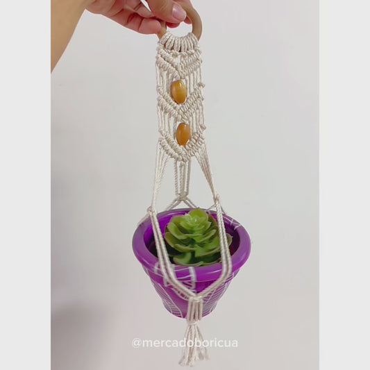 Painted Pot + Macramé | Leaves