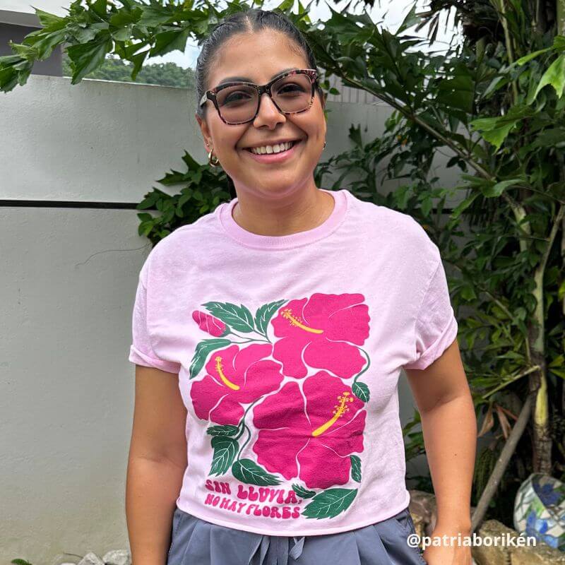 Boricua Poppy Crop Top "No Rain, No Flowers"