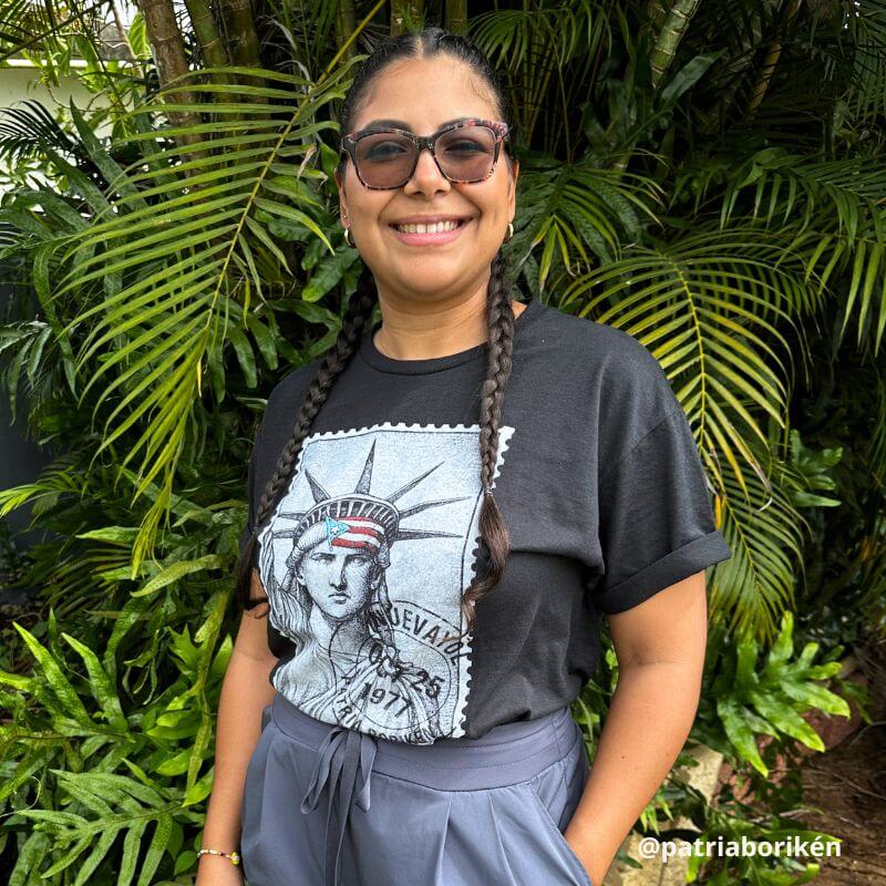 Black Puerto Rico T-shirt – Statue of Liberty with Puerto Rican Flag