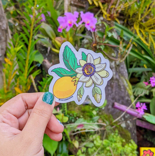 Sticker Flor de Parcha (Passiflora) | Flor Tropical | Vinil Resistente