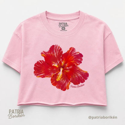 Crop Top Flor de Maga | Flor Nacional de Puerto Rico | Camiseta de Mujer Boricua