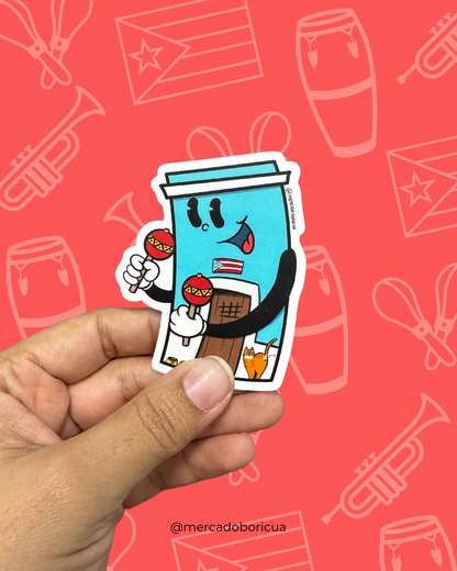 Sticker Casita San Juan con Maracas | Música Típica de Puerto Rico | Vinil Premium