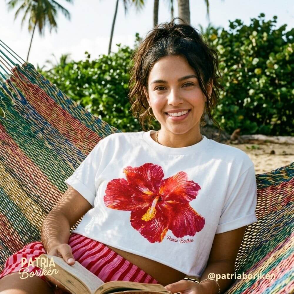 Crop Top Flor de Maga | Flor Nacional de Puerto Rico | Camiseta de Mujer Boricua