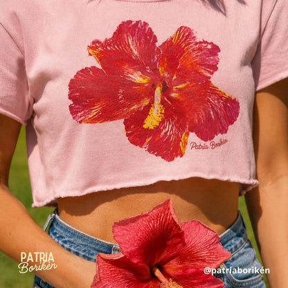 Crop Top Flor de Maga | Flor Nacional de Puerto Rico | Camiseta de Mujer Boricua
