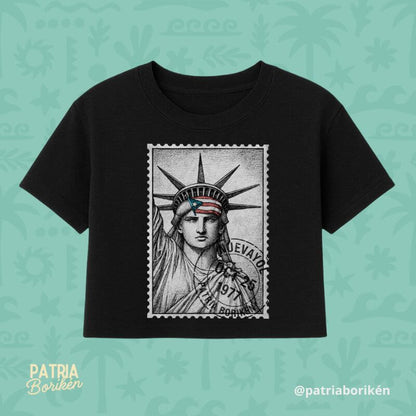 Black Puerto Rico T-shirt – Statue of Liberty with Puerto Rican Flag