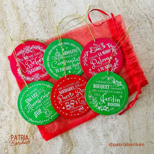 Adornos Navideños Parranda 6 Pack | Decoración Navidad Boricua | Sets