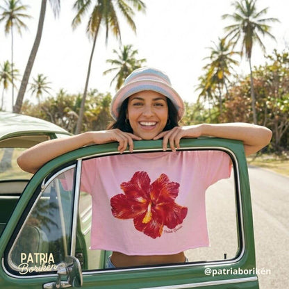 Crop Top Flor de Maga | Flor Nacional de Puerto Rico | Camiseta de Mujer Boricua