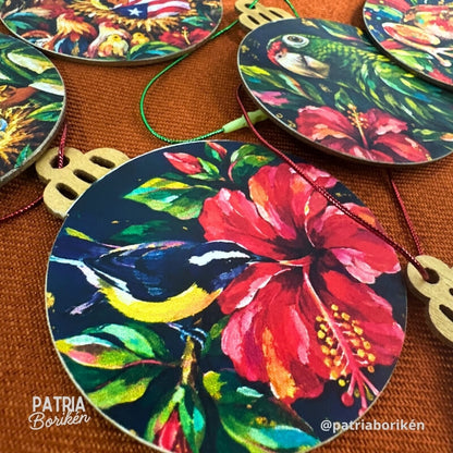 Adornos Navideños Boricuas 12 Pack | Estampas Tradicionales de Puerto Rico