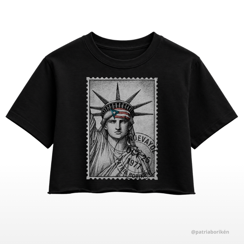 Black Puerto Rico T-shirt – Statue of Liberty with Puerto Rican Flag