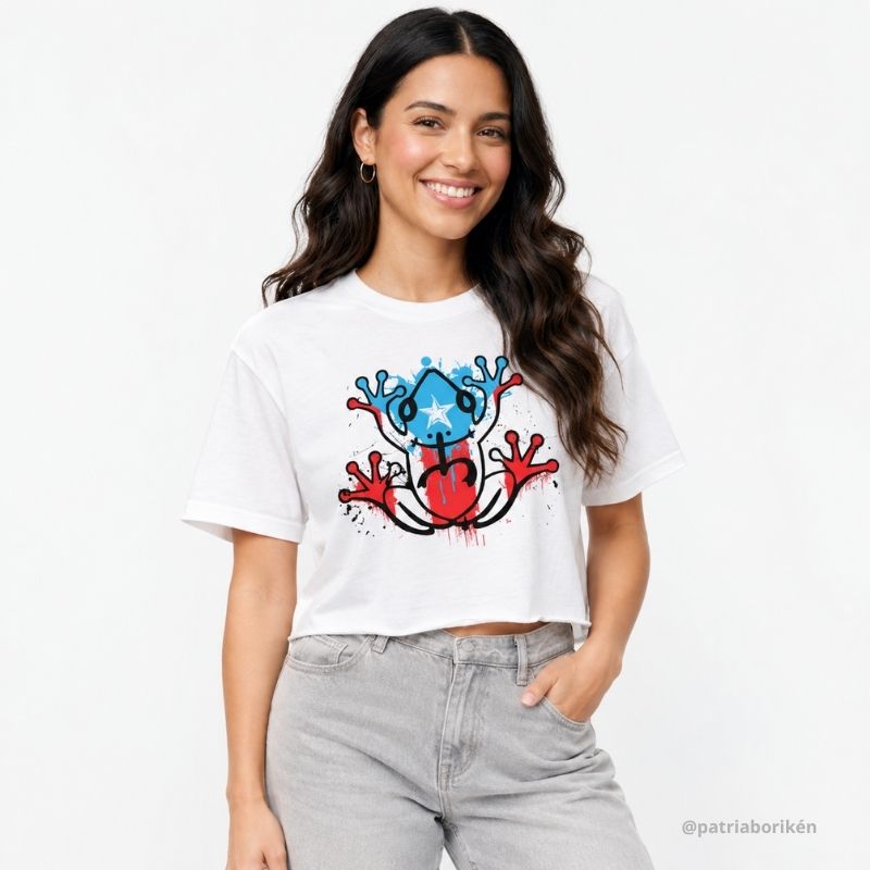 Crop Top T-Shirt "Coquí Bandera" | Símbolos de Puerto Rico