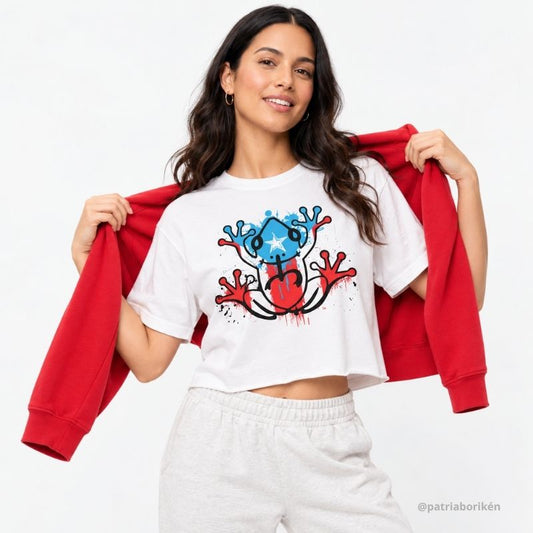 Crop Top T-Shirt "Coquí Bandera" | Símbolos de Puerto Rico
