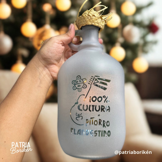 Botella Licorera de Cristal para Pitorro y Coquito | Diseño 100% Boricua