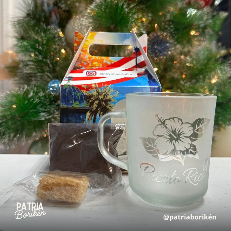 Taza de Cristal con Diseño Amapola | Set de Regalo Exclusivo Boricua