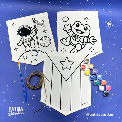Kit DIY Boricua en la Luna | Manualidad de Identidad para Niños en Canvas