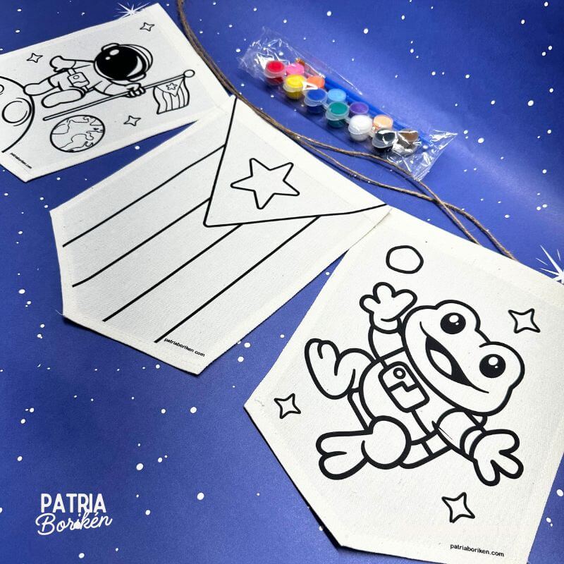 Kit DIY Boricua en la Luna | Manualidad de Identidad para Niños en Canvas