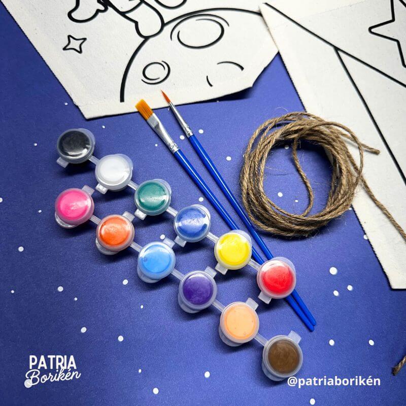 Kit DIY Boricua en la Luna | Manualidad de Identidad para Niños en Canvas