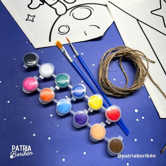 Kit DIY Boricua en la Luna | Manualidad de Identidad para Niños en Canvas