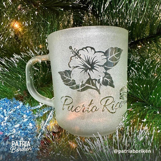 Taza de Cristal con Diseño Amapola | Set de Regalo Exclusivo Boricua