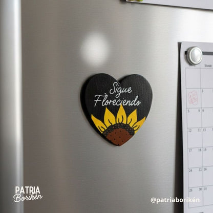 Magneto "Sigue Floreciendo" con Girasol | Imán Mensaje Positivo y Esperanza