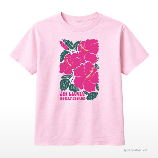 Camiseta Amapola Boricua "Sin Lluvia, No Hay Flores" | Flora Boricua