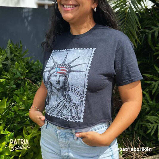 Black Puerto Rico T-shirt – Statue of Liberty with Puerto Rican Flag