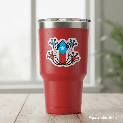 Sticker Coquí Bandera de Puerto Rico | Símbolo Nacional | Vinil Resistente